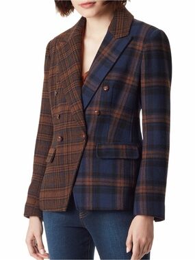 Sam Edelman Imogen Mix Pattern Double Breasted Blazer BLUE Women’s size XL